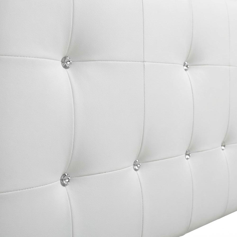 White Faux Leather Headboard Full Size with PU Foam Padding and Wood Frame