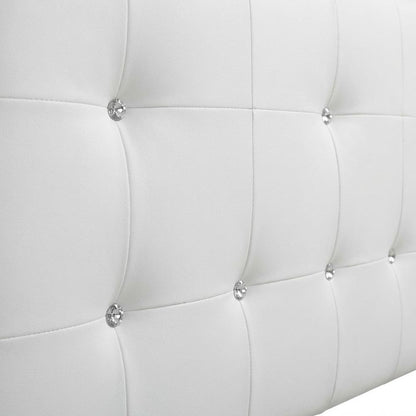 White Faux Leather Headboard Full Size with PU Foam Padding and Wood Frame