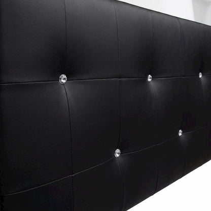Black Faux Leather King Size Headboard with Foam Padding and Wood Frame