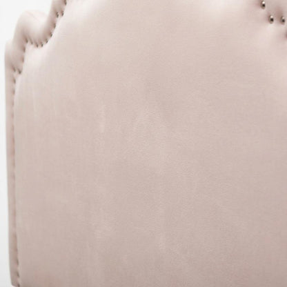 Light Pink Velvet Twin Size Headboard with Foam Padding and Metal Legs