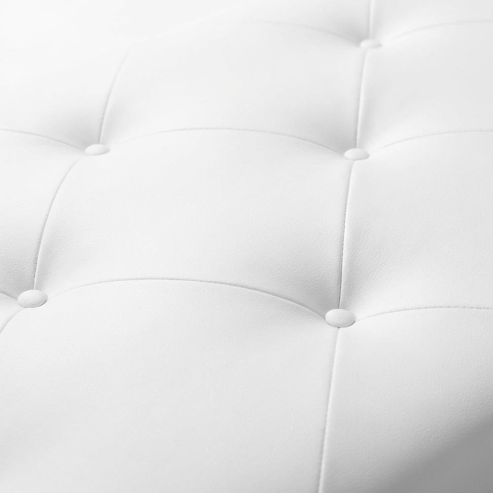 White Faux Leather Full Headboard with Foam Padding and Wood Frame
