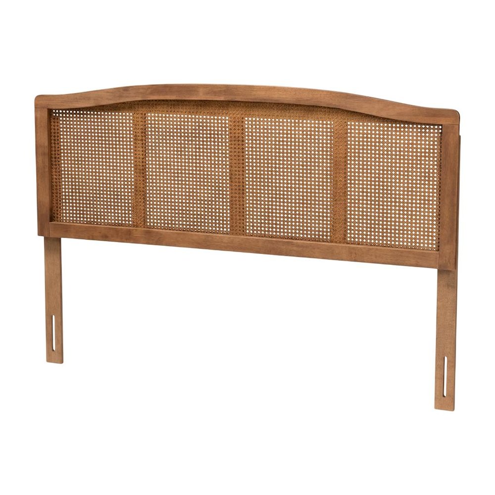 Brown Rubberwood King Size Headboard, Synthetic Rattan Panel, Modern Design