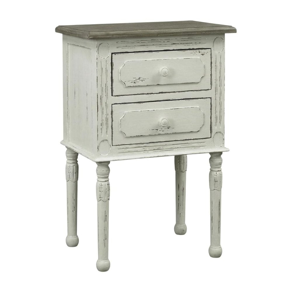 White Traditional Nightstand with Classic French Style and Compact Design