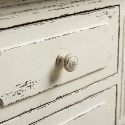White Traditional Nightstand with Classic French Style and Compact Design