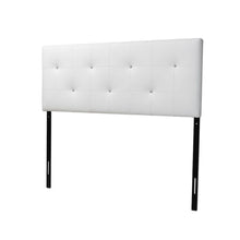 White Faux Leather Headboard Queen Size with PU Foam Padding and Wood Frame