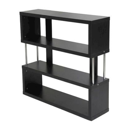 Modern Brown Bookcase with Three Shelves and Steel Frame