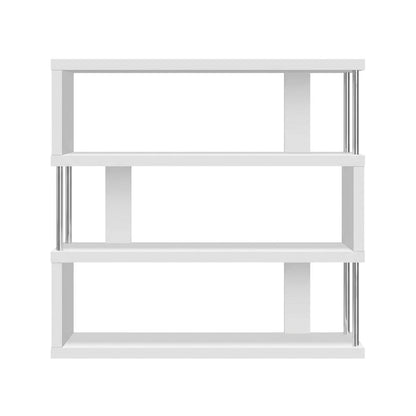 White Modern Bookcase with Three Shelves and Engineered Wood Construction