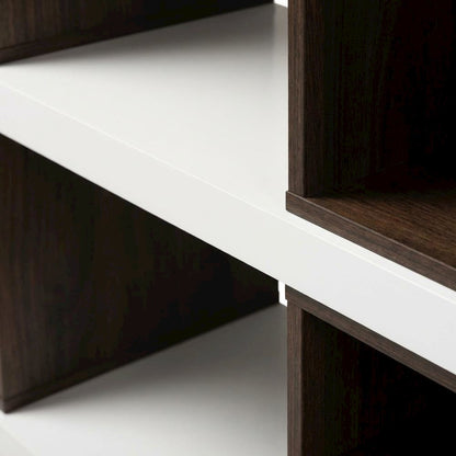 Modern Two-Tone White and Walnut Brown Bookcase with 2 Drawers