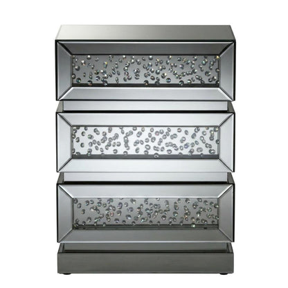 Mirrored End Table with 3 Drawers and Elegant Reflective Finish