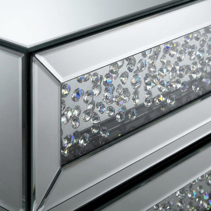 Mirrored End Table with 3 Drawers and Elegant Reflective Finish