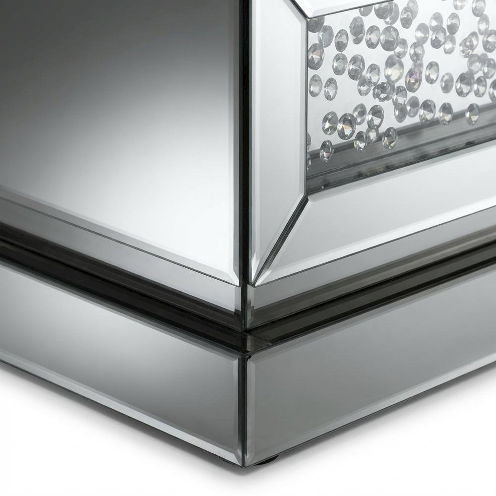 Mirrored End Table with 3 Drawers and Elegant Reflective Finish