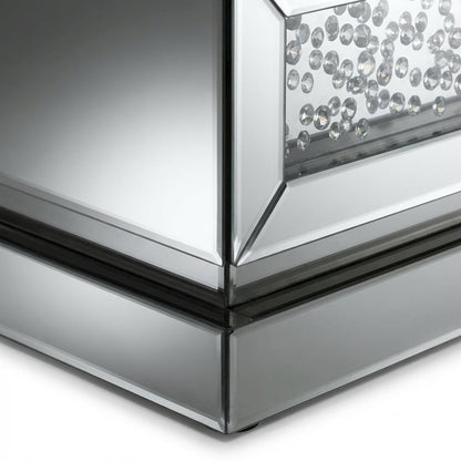 Mirrored End Table with 3 Drawers and Elegant Reflective Finish