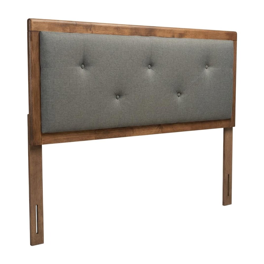Walnut Brown Queen Headboard with Button Tufted Foam and Rubberwood Frame