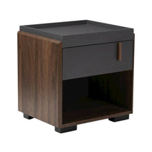 Gray and Walnut Finish Nightstand with One Drawer, Contemporary Style