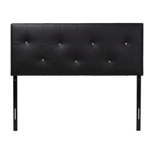 Black Faux Leather King Size Headboard with Foam Padding and Wood Frame