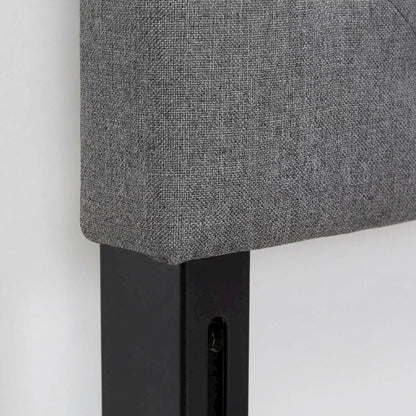Grey Fabric Upholstered Headboard with Button-Tufted Design and Hardwood Frame