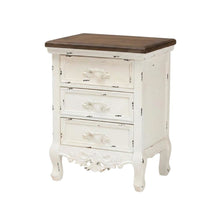 Walnut Brown and White Finished Nightstand with 3 Drawers and Traditional Style