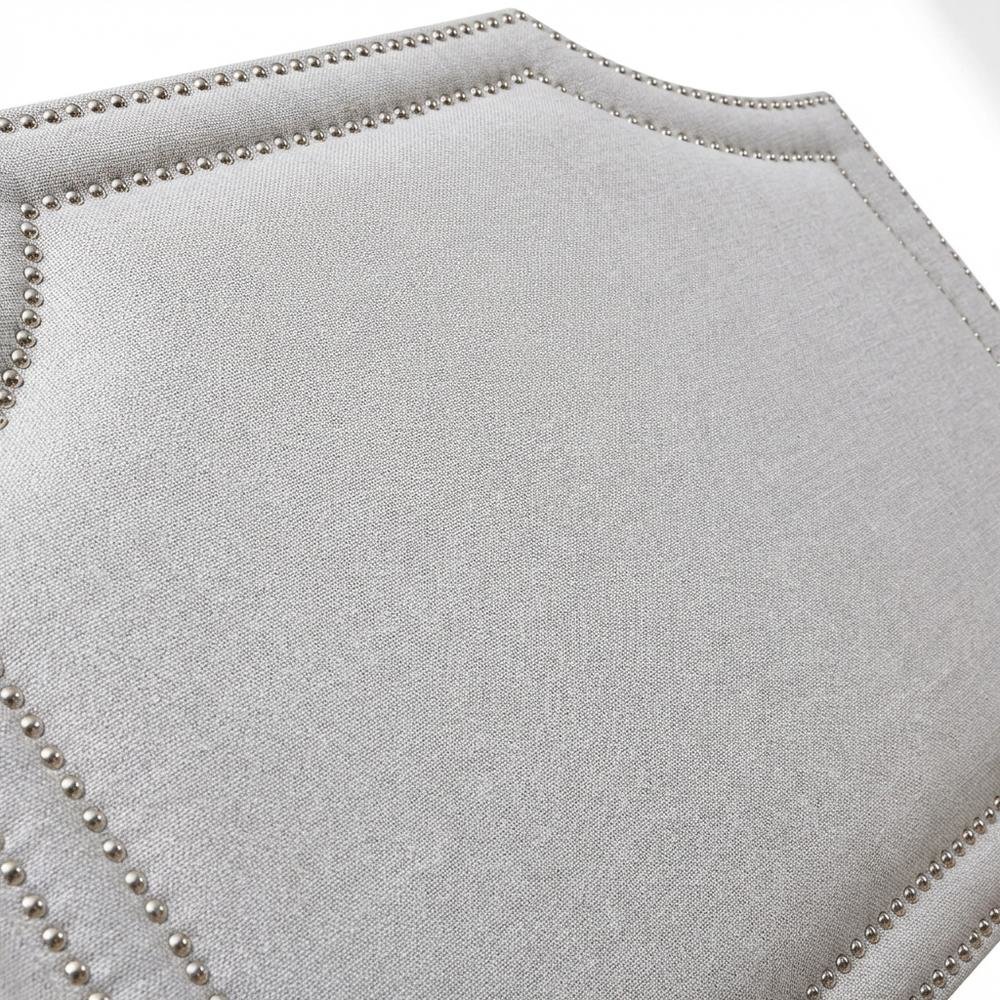 Grayish Beige Upholstered Headboard, Foam Padding, MDF Frame for Full Size Bed