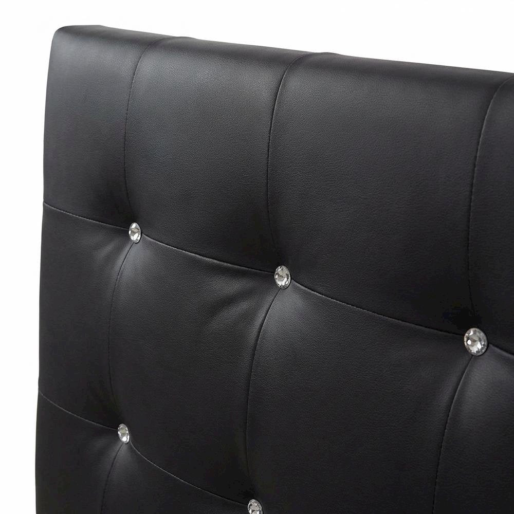 Black Faux Leather Twin Headboard with Padded Upholstery and MDF Frame