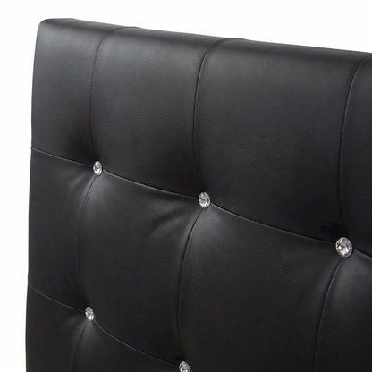 Black Faux Leather Twin Headboard with Padded Upholstery and MDF Frame