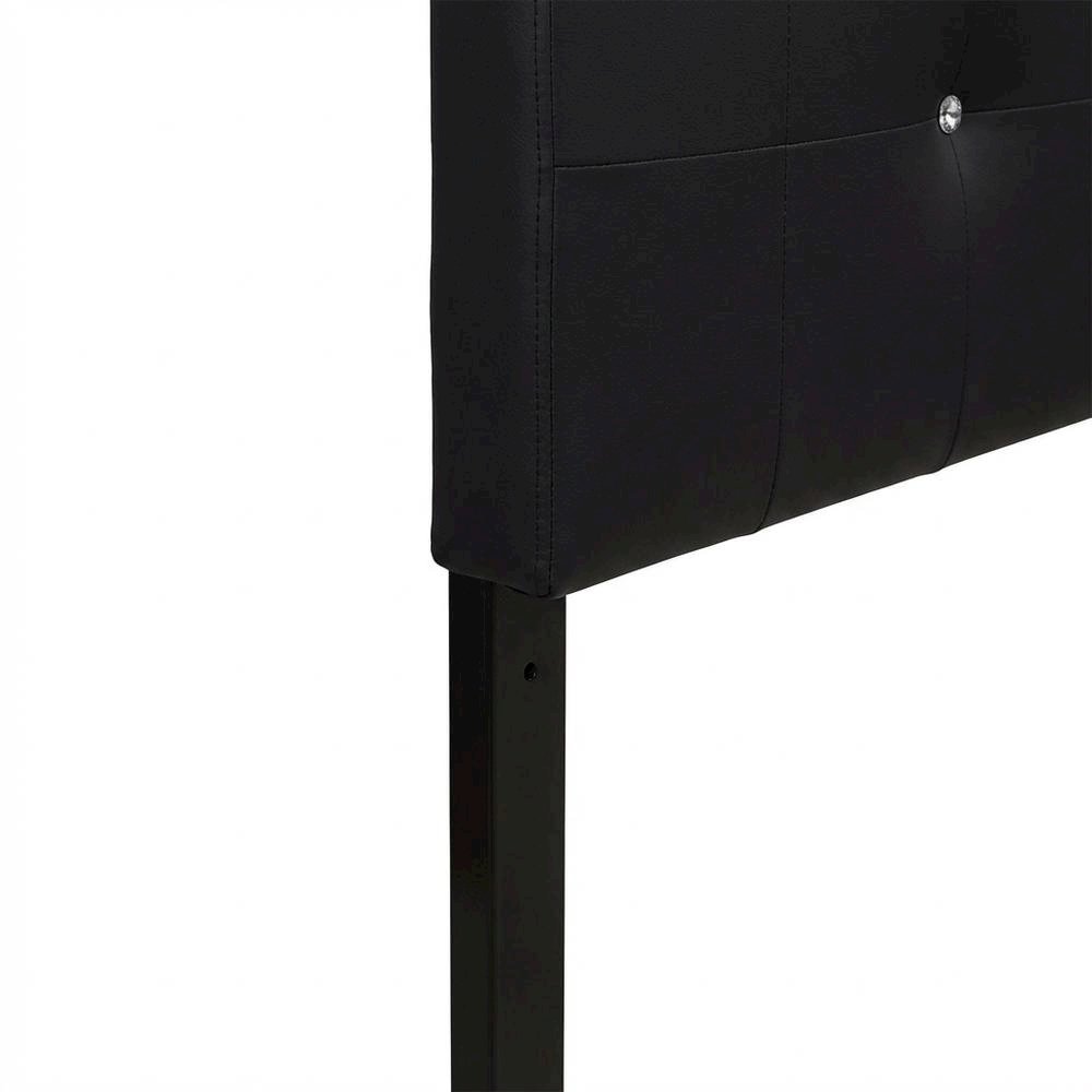 Black Faux Leather Twin Headboard with Padded Upholstery and MDF Frame