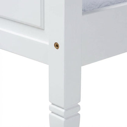 White Traditional Twin Daybed with Pinewood Frame and Classic Finish