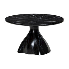 Black Sculptural Coffee Table with Marbled Resin Top and Fiber-Reinforced Legs