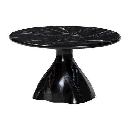 Black Sculptural Coffee Table with Marbled Resin Top and Fiber-Reinforced Legs