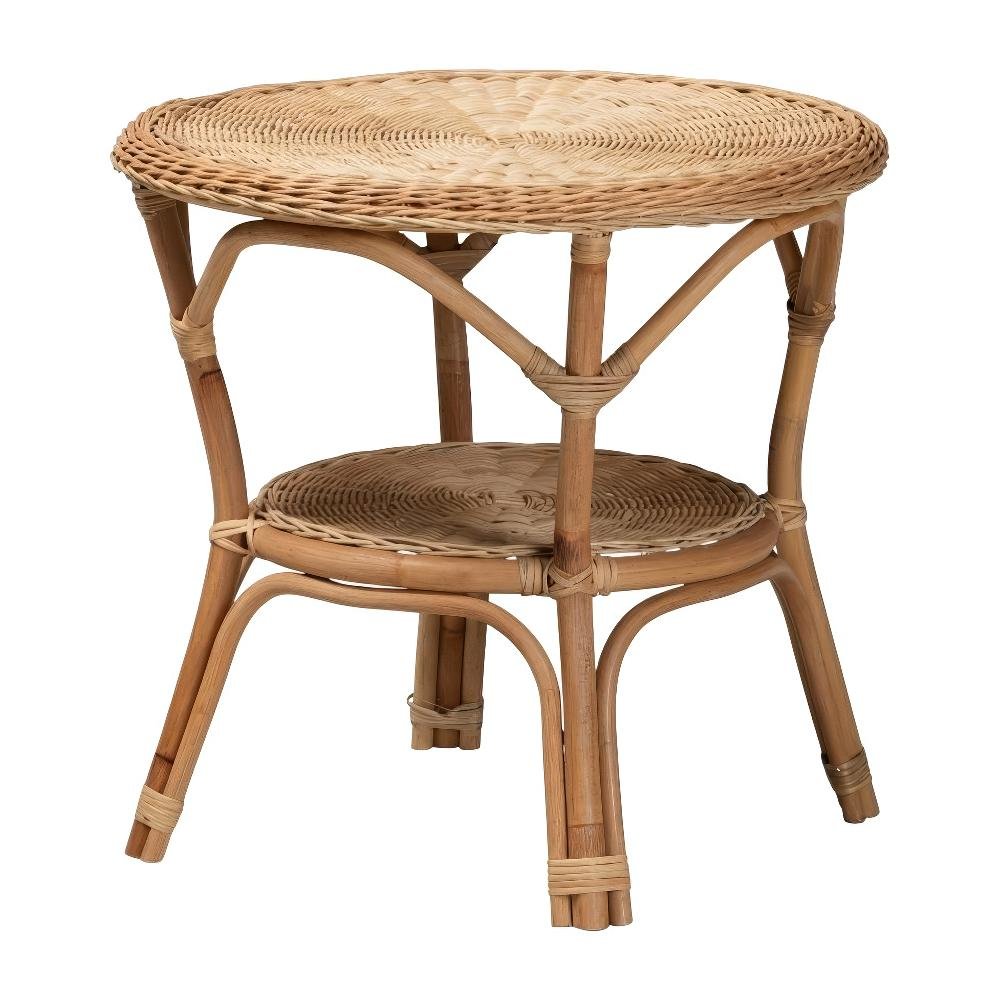 Earthy Brown Rattan Coffee Table with Bohemian Style and Lightweight Design
