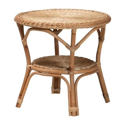 Earthy Brown Rattan Coffee Table with Bohemian Style and Lightweight Design