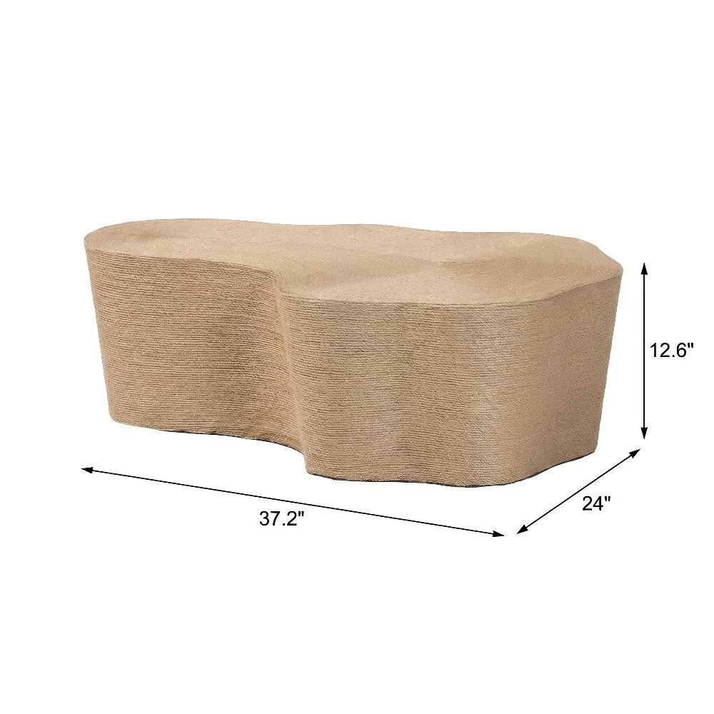 Earthy Brown Jute Coffee Table with Handwoven Textured Surface and MDF Frame