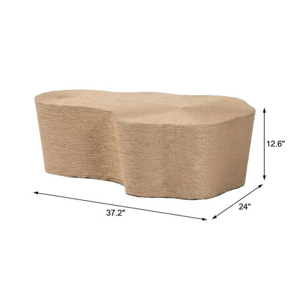 Earthy Brown Jute Coffee Table with Handwoven Textured Surface and MDF Frame