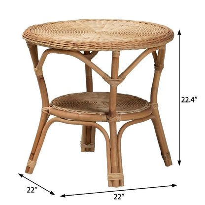 Earthy Brown Rattan Coffee Table with Bohemian Style and Lightweight Design