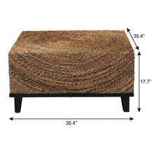 Authentic Seagrass Coffee Table with Acacia Wood Frame Espresso Brown Finish