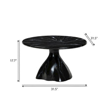 Black Sculptural Coffee Table with Marbled Resin Top and Fiber-Reinforced Legs