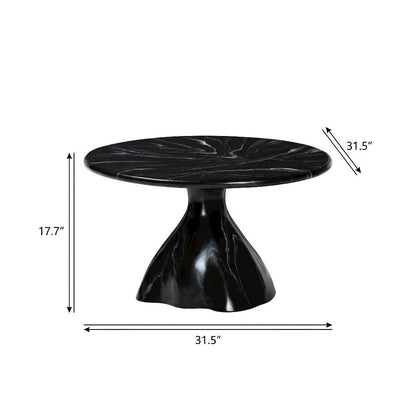 Black Sculptural Coffee Table with Marbled Resin Top and Fiber-Reinforced Legs