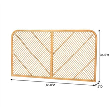 Brown Rattan Queen Size Wall-Mount Headboard, Bohemian Design, Durable Frame