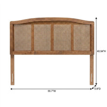 Brown Rubberwood Headboard Full Size, Synthetic Rattan Panel, Modern Design