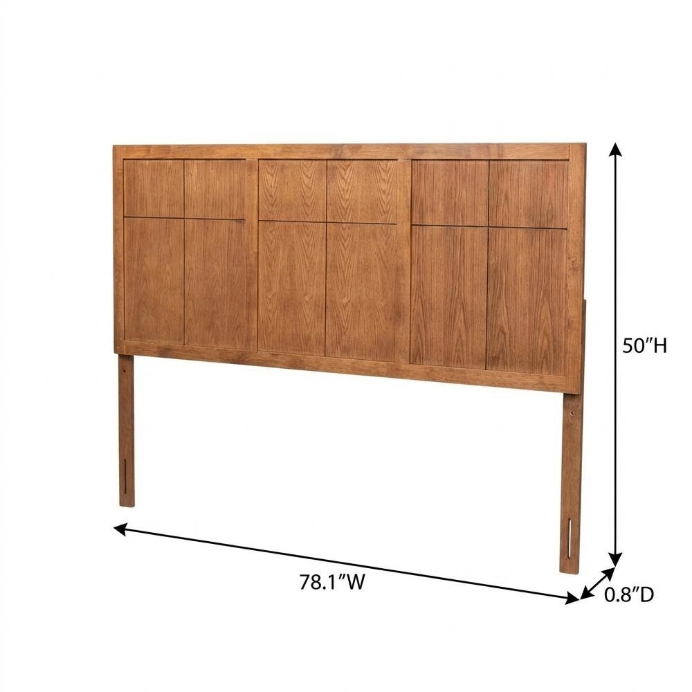 Rustic Brown King Size Headboard with Rubberwood Frame and Ash Veneer