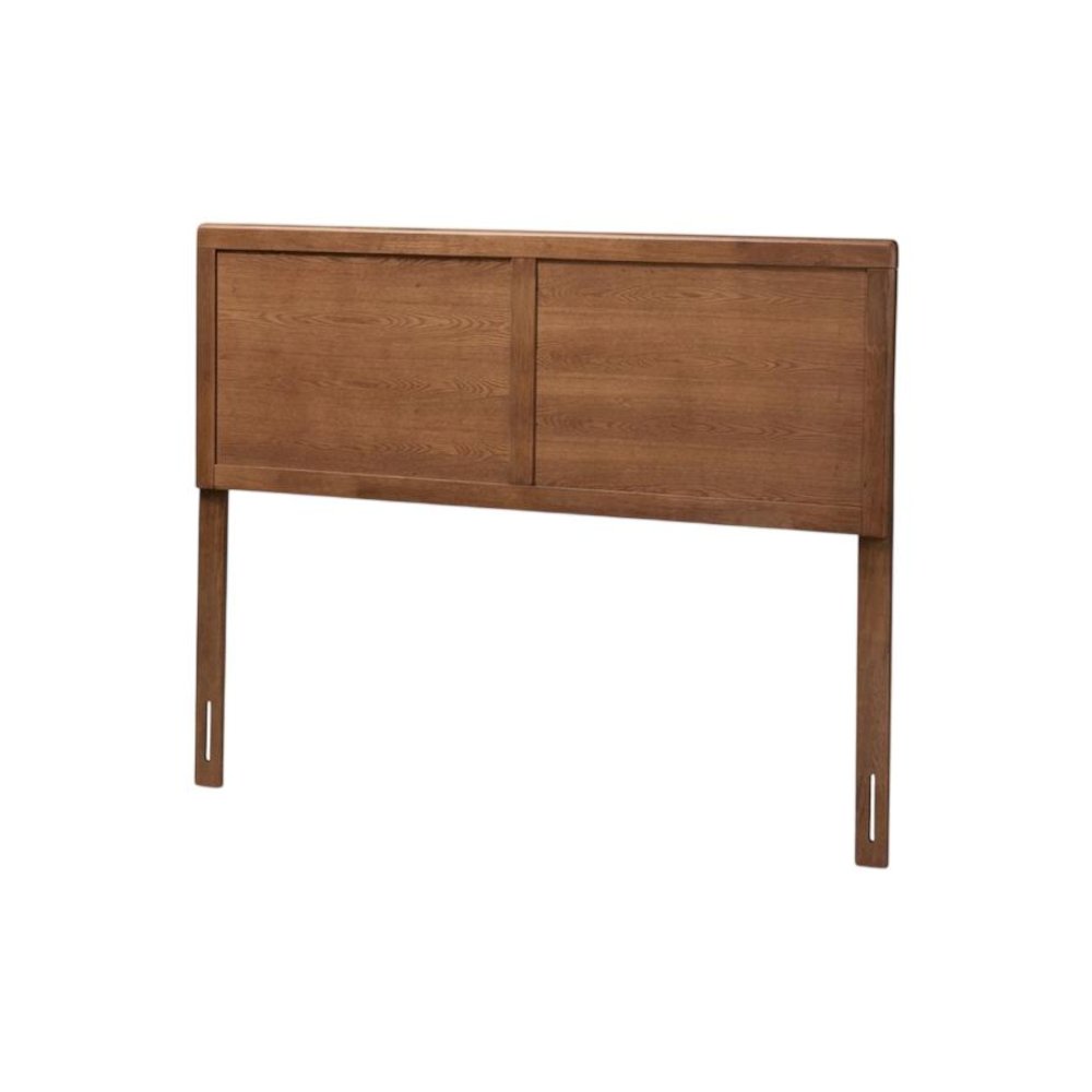 Walnut Brown Rubberwood Queen Headboard with Mid-Century Design and Sturdy Frame