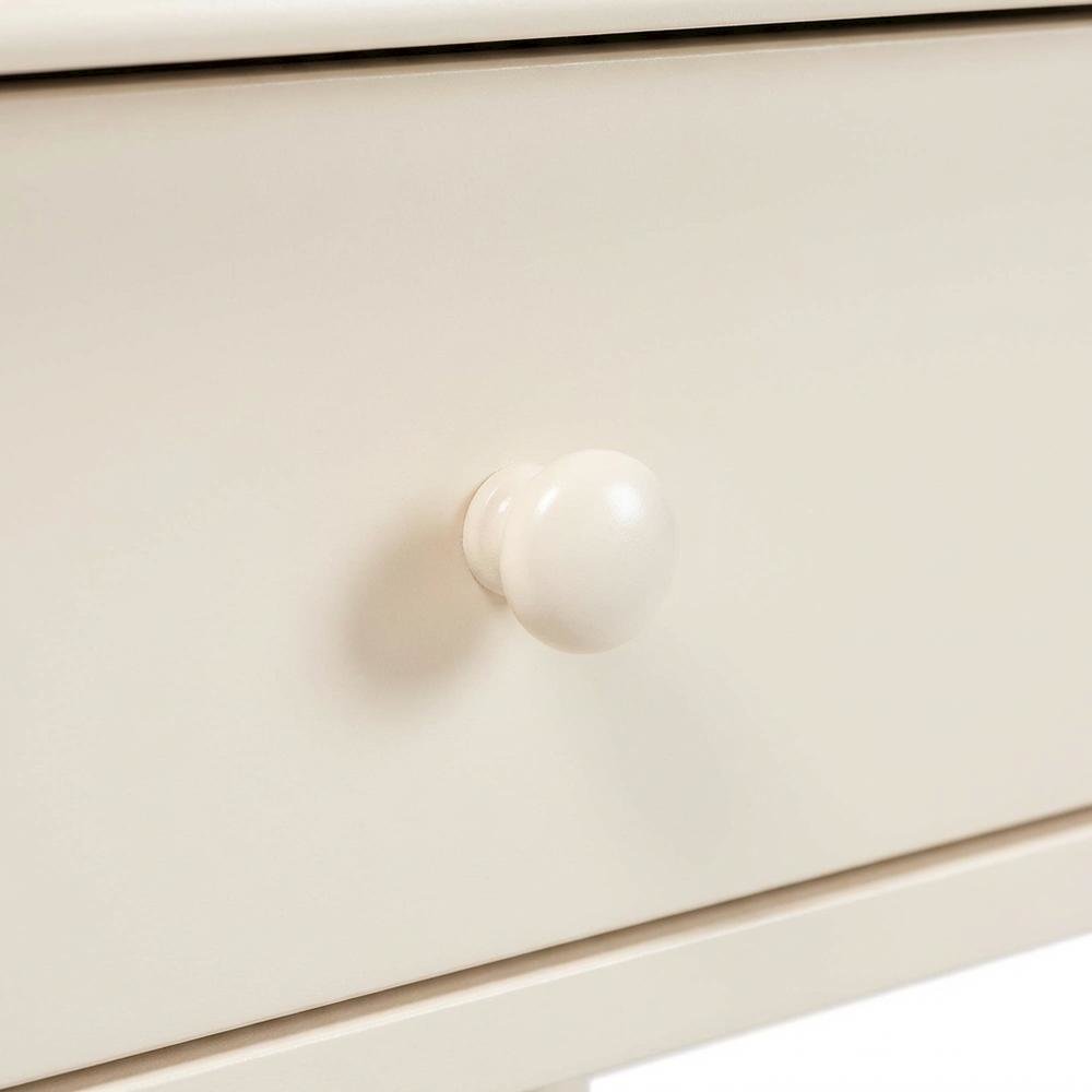 Ivory Farmhouse Nightstand with Spindle Wood Finish and Single Drawer