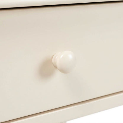 Ivory Farmhouse Nightstand with Spindle Wood Finish and Single Drawer