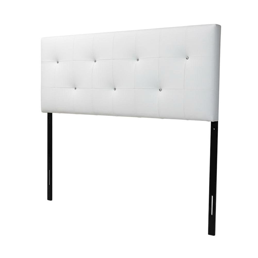 White Faux Leather Headboard Full Size with PU Foam Padding and Wood Frame