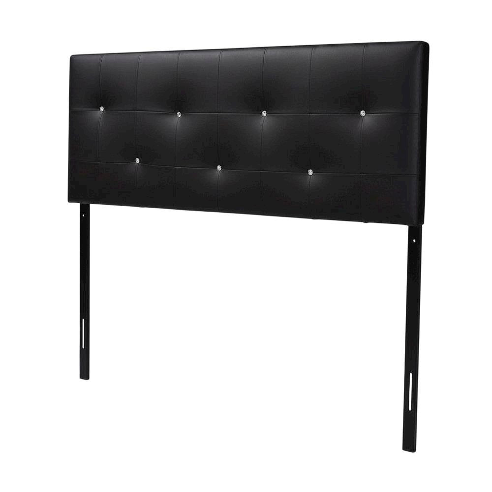 Full Black Faux Leather Headboard with PU Foam Padding and Wood Frame