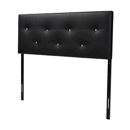 Full Black Faux Leather Headboard with PU Foam Padding and Wood Frame