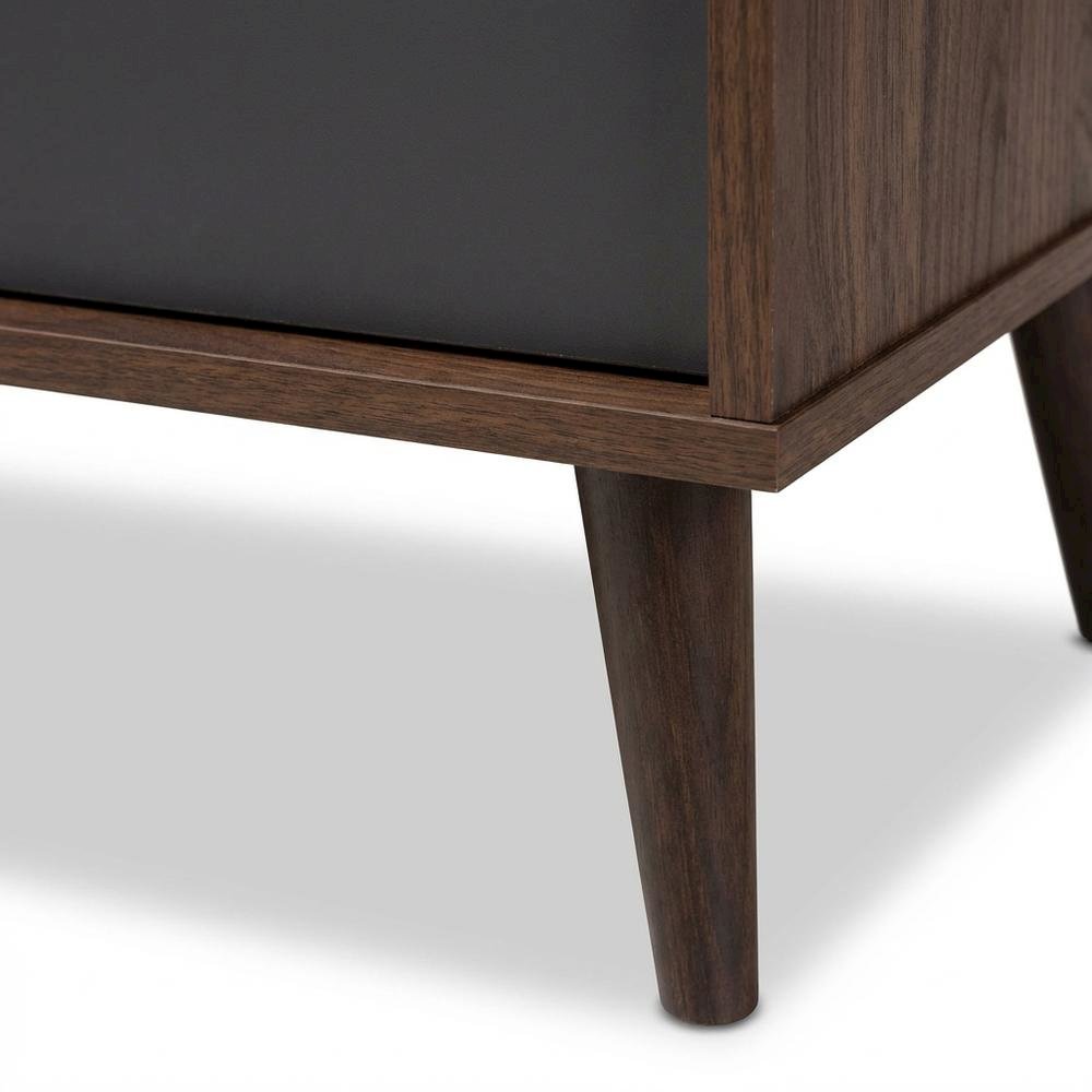 Mid-Century Modern Brown and Dark Grey TV Stand with Particle Board Finish