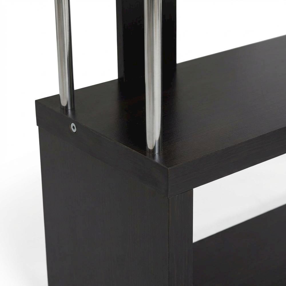 Modern Brown Bookcase with Three Shelves and Steel Frame