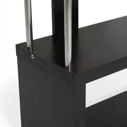Modern Brown Bookcase with Three Shelves and Steel Frame