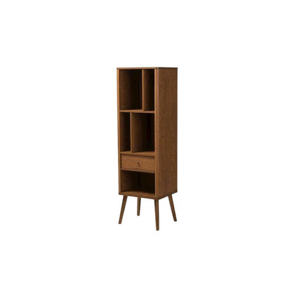 Brown 1-Drawer Sideboard Storage Cabinet with Mid-Century Design