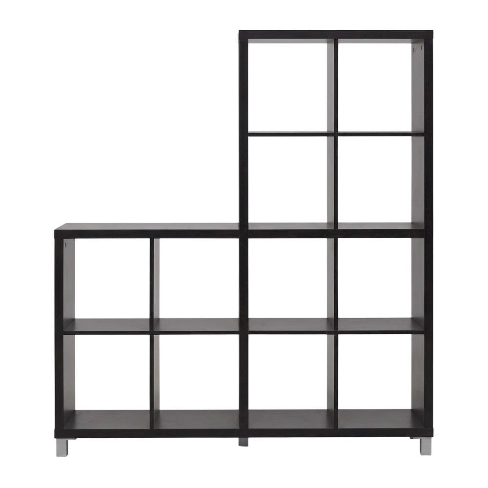 Dark Brown Cube Shelving Unit With Faux Wood Grain Finish For Storage